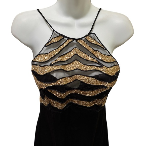 VTG Blondie and Me Linda Bernell Vampire Trashy Sequined Halter Maxi Dress 5/6 - Picture 1 of 7